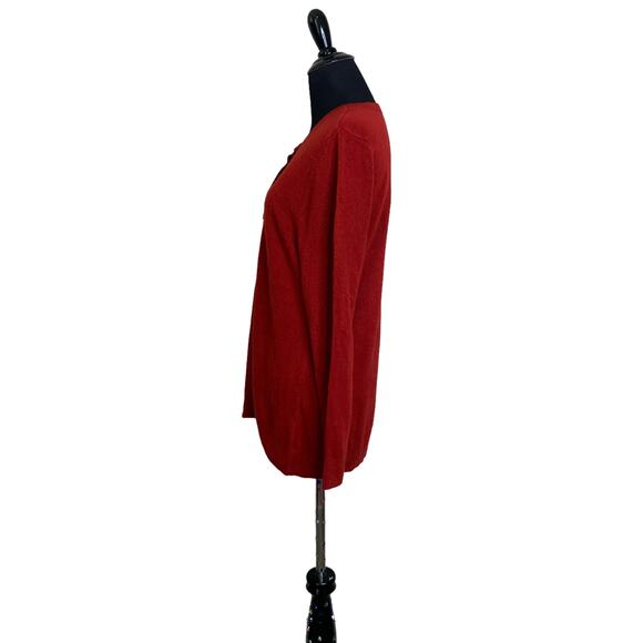 Croft & Barrow red long sleeves cardigan sweater size M - Picture 6 of 10